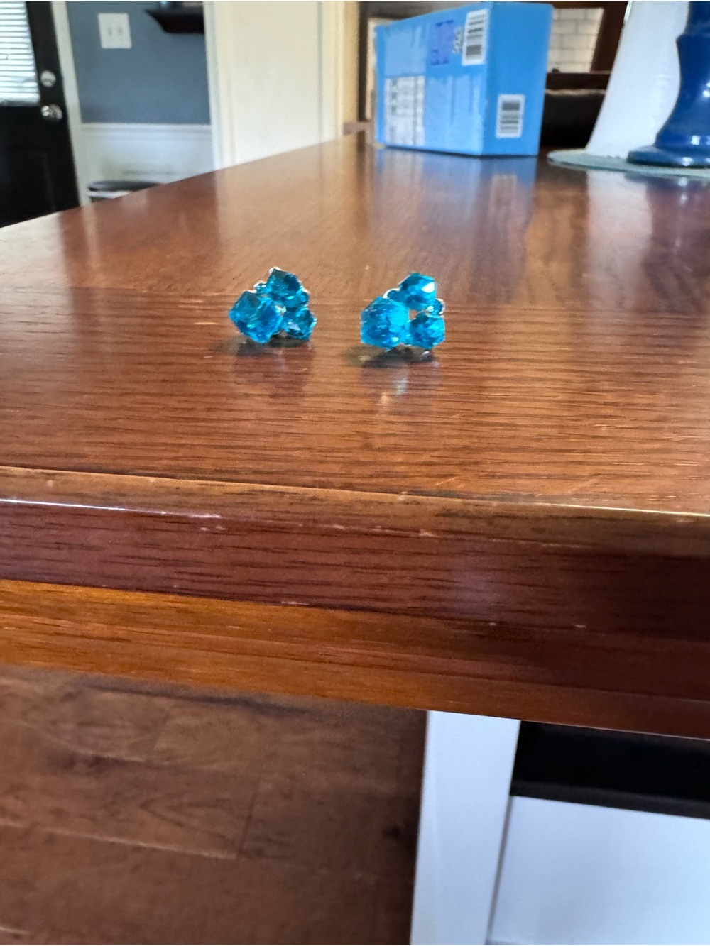 Blue Crystal Cluster Stud Earrings